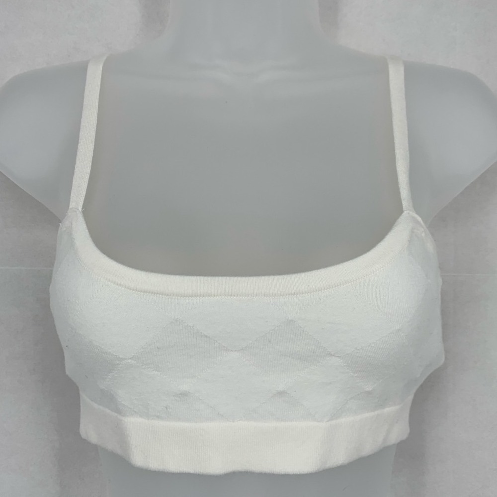 The Drop White Knit Crop Top Small Diamond Texture Bralette Minimalist
